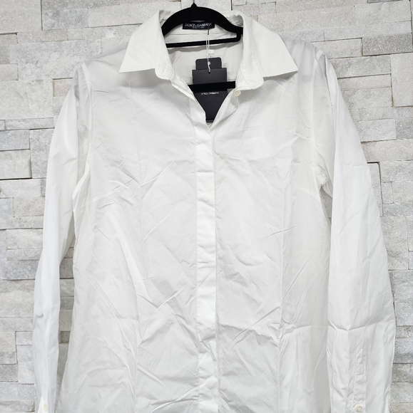 Dolce & Gabbana White Cotton Collared Long Sleeves Shirt Top - Picture 4 of 10